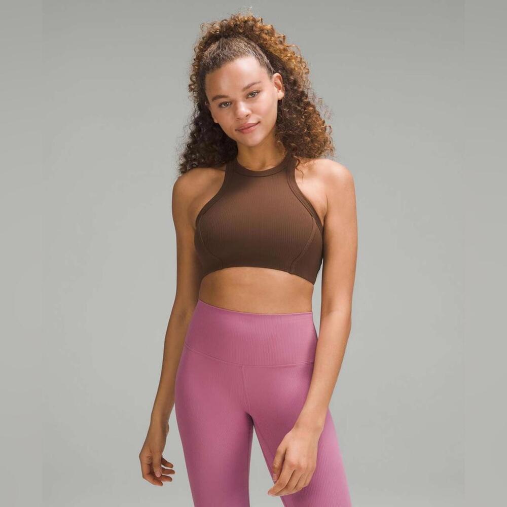 Lululemon Ribbed Nulu High-Neck Yoga Bra - Java Brown - 4